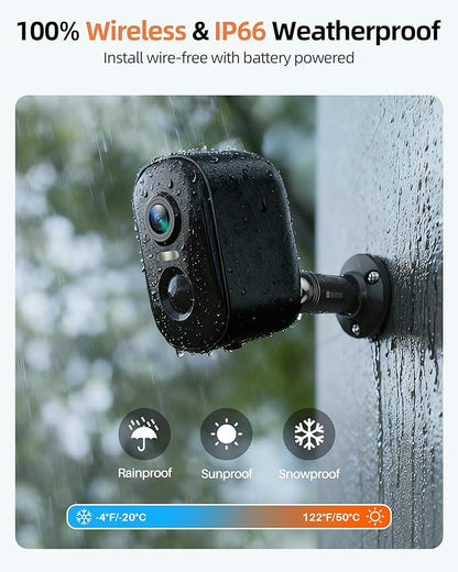 Security Cameras Wireless Outdoor, Battery Powered Camera for Home Security with AI Motion Detection, 2K Color Night Vision, 2-Way Talk, Waterproof, Siren Alarm, SD/Cloud Storage, 2.4G WiFi, 2 Pack