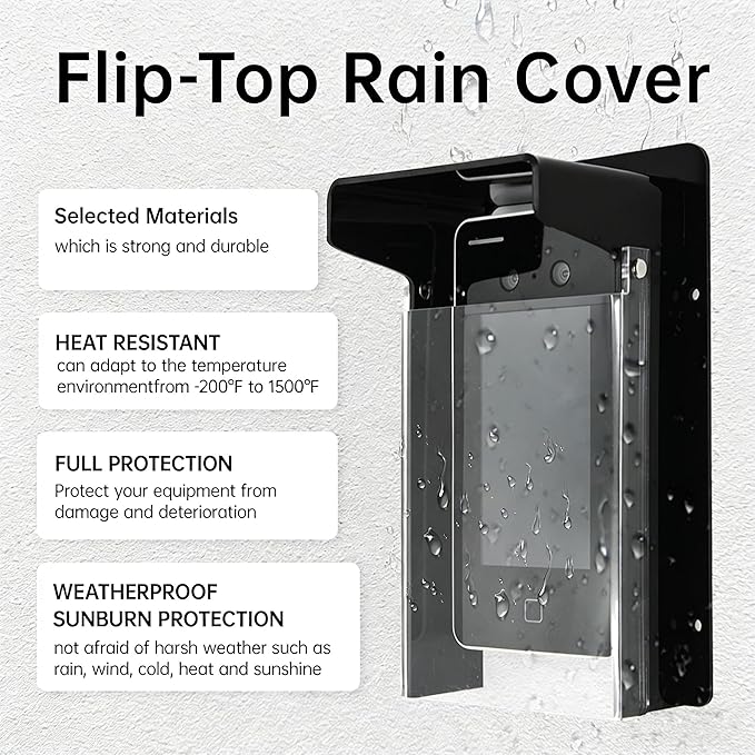 Doorbell Rain Cover, Gate Outdoor Keypad Cover, Universal Flip-Open Rain Shield for Doorbell & Lock Keypad/Attendance Machine, Weatherproof Protective Cover (L - Flip lid)
