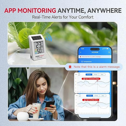 BaldrTherm WiFi Thermometer, Wireless Smart Thermometer, Remote Temperature Monitor with Gateway&Solar Sensor,200ft Coverage, App Alerts,12-Month Battery, Comfort Indicator, Data Sync Recover,1Pack