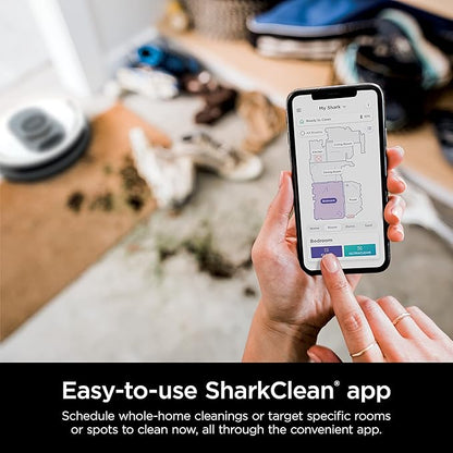 Shark AV2511AE/AV251WA AI Ultra Robot Vacuum, with Matrix Clean, Home Mapping, 60-Day Capacity Bagless Self Empty Base, Perfect for Pet Hair, Wifi, Compatible with Alexa, Black/Silver (Renewed)