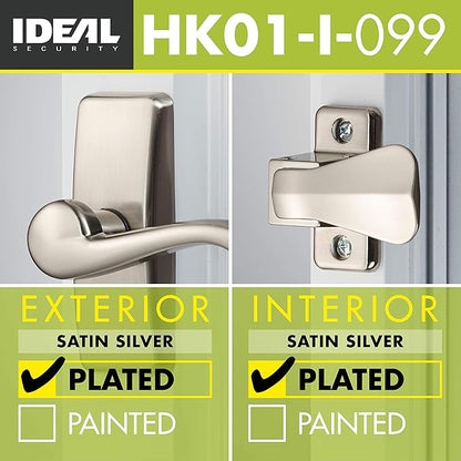 Ideal Security GL Door Lever Set with Keyed Deadbolt Lock for Storm and Screen Doors, Satin Nickel (4-Piece Set)
