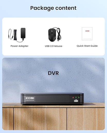 ZOSI H.265+ 8 Channel 5MP Lite 1080p CCTV DVR Recorder Without HDD, Hybrid Capability 4-in-1(Analog/AHD/TVI/CVI) Surveillance DVR for Security Camera, Remote Access, Human Vehicle Detect, Alert Push
