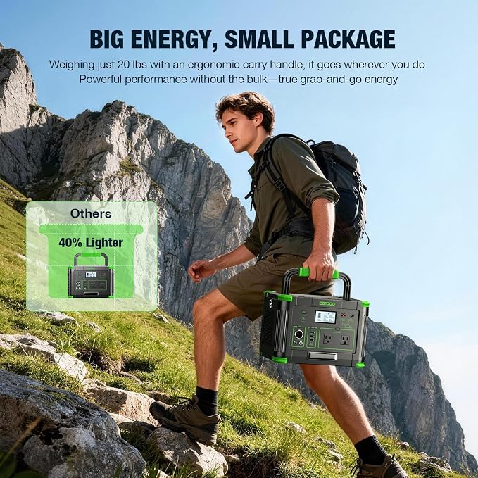 1000W Portable Power Station & 200W Foldable Solar Panel Generator Kit