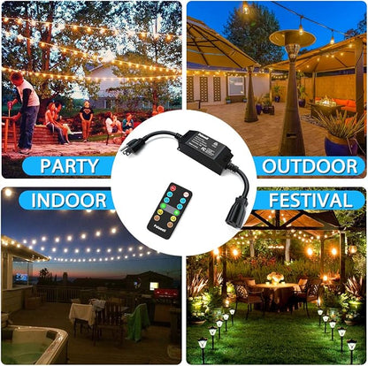 Outdoor Dimmer, 350W 100Ft Dimmer Switch for String Lights Dimmable Brightness 25% 50% 75% 100%,Outdoor String Light/LED Bulb Timer 2H 4H 6H 8H