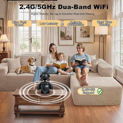 2K Indoor Camera Robot, 5G/2.4G WiFi Indoor Cameras for Home Baby Security