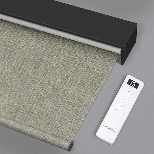 Motorized Blinds Roller Shade with Remote: Canisteo Automatic Smart Blind for Windows 100% Blackout, Electric Blinds Compatible with Alexa/Google Home/Apple Homekit, Customized Size,Aura Sage