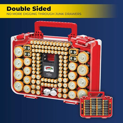 Ontel Battery Daddy Smart - Battery Organizer Storage Case with Tester,Stores & Protects Up to 150 Batteries,Clear Locking Lid,As Seen On TV,Smart - 150 Batteries (BADAS-MC4),(Pack of 4)