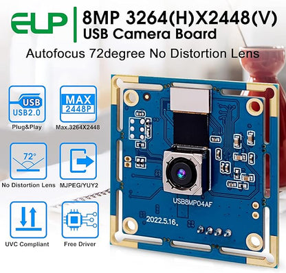Webcamera_USB 8mp Autofocus USB Camera 4K Lightburn Camera for Laser Engraver Mini PC Camera for Computer Laptop AF USB Security Camera IMX179 Webcam Board for Raspberry Pi Jetson Nano