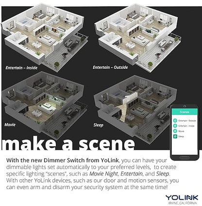 YoLink Smart Dimmer Switch, Alexa, Google, IFTTT Integration, Neutral Wire & YoLink Hub is Included