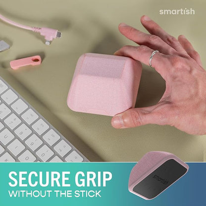 Smartish Magnetic Cord Holder, Cable Wrangler, Nightstand & Desk Organizer | Holds 5 Cords, 2 Cable Clips, Weighted Base, Charger Keeper, Phone Charging Cable Management, Home Office Accessories, Pink