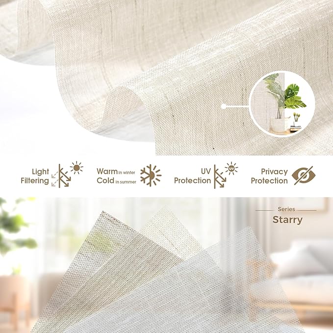 HeyBlinds Motorized Blinds with Remote, Smart Roller Shades with App & Voice Control, Work with Alexa Google HomeKit, Light Filtering Custom Window Shades for Living Room Office (Starry-Latte LF)