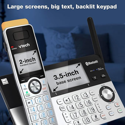 VTech IS8151 Super Long Range DECT 6.0 Cordless Phone for Home with Answering Machine, 2300 ft Range, Call Blocking, Bluetooth, Headset Jack, Power Backup, Intercom, Expandable to 12 HS