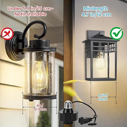 E26 Socket to AC Outlet Power Adapter, 2-Prong Plug Light Socket for Smart Bulbs and Outdoor Cameras, Includes Extension Cord, Ideal for Security Systems and LED Strips (Max 300W) 2 Pack