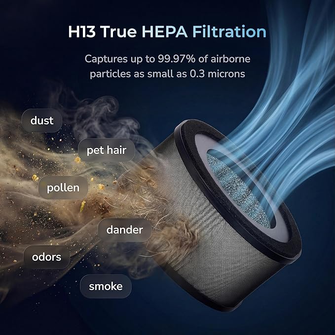 Bedroom Air Purifier, Small HEPA Air Purifier for Bedroom, Desk & Office, Compact Desktop Air Purifier for Home, Quiet Personal Air Purifier, Mini Air Purifier, H13 Filter, 300 Sq Ft