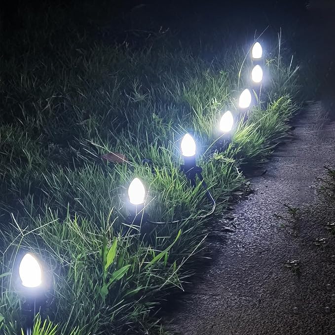 C7 Cool White LED Bulbs Dimmable Christmas Lights, 25 Pack, 0.72W Indoor/Outdoor, Waterproof, Night Light, E12 Base, IP65