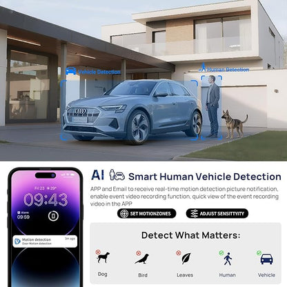 VIKYLIN 4K 8MP PoE IP Camera Outdoor, Smart Dual Light with AI Color Night Vision, Human/Vehicle Detection, 2.8mm Lens Wide Angle, Full Metal Housing, Built-in Mic, 120dB WDR, IP67NDAA Compliant