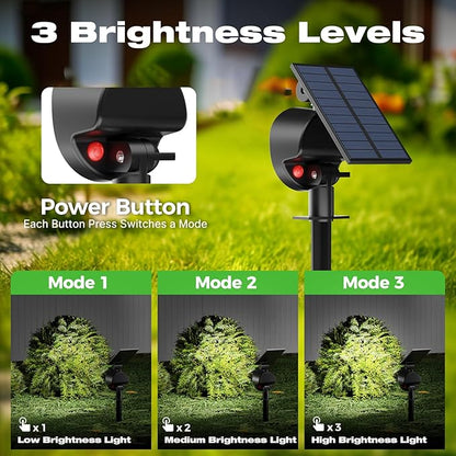 nipify 1 Pack Solar Spot Lights Outdoor Waterproof with 3 Modes, Solar Spotlight Light for Outside Yard Landscape Lighting Pathway Lights Wall, Cool White