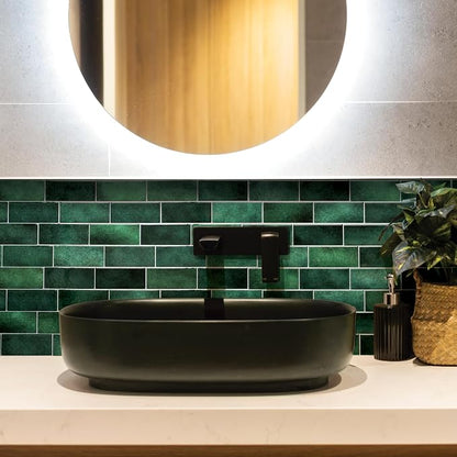 Smart Tiles Peel and Stick backsplash, Subway Emerald Green, 11.55"x8.38" | Pack of 5 (2.8 sq ft), Glossy, Heat/Moisture Resistant, Low VOC, Kitchen/Bathroom, Renter Friendly, Made in Canada