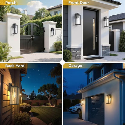 L LOHAS LED 2 Pack 17 Inch Large Size Dusk to Dawn Outdoor Light Fixture, Black Waterproof Anti-Rust Porch Lights Ourdoor, Exterior Lighting Fixtures for Porch, Doorway, Garage, ETL Listed