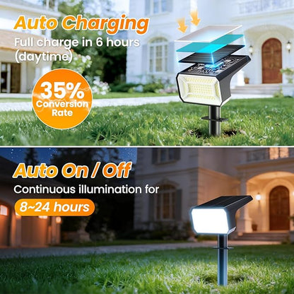 Fabrito 10 Pack Solar Spot Lights Outdoor Waterproof IP67, [108 LEDs, 4 Modes] Dusk to Dawn Spotlights for All Night, 2-in-1 Solar Landscape Lights for Garden, Yard, Tree, Pool, Cool White