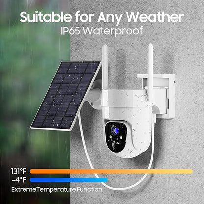 Camii 4G LTE Cellular Security Smart Camera No WiFi 360°View 2K HD Cameras Outdoor Solar Battery Powered 2K Cam for Home Security Color Night Vision Motion Detection SIM Card/SD Card Storage