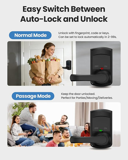 Smart Fingerprint Keyless Keypad Door Lock with Handle Biometrics Deadbolts