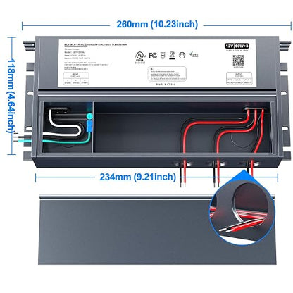 180W 12V Dimmable LED Driver, Triac/ELV/MLV AC to DC Power Supply for LED Light, Halogen Bulb, LED Transformer Compatible with Lutron & Dimmer, for Indoor/Outdoor Use