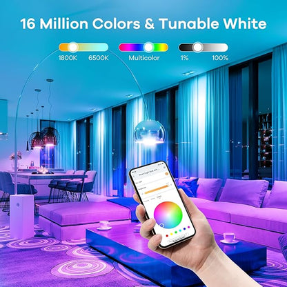 Linkind Smart Light Bulbs 1pk, Color Changing Light Bulbs Work with Alexa & Google Home, WiFi Smart Bulb 800LM Dimmable, 9W equivalent 60W Alexa LED Bulb A19 E26, Preset Scenes, 2.4Ghz WiFi Only
