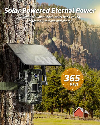 Loatos Trail Camera, 2Packes Cellular Trail Camera with Built-in SIM Card 4G Unlimited Data Plan 2k HD Live Streaming Game Cameras with Night Vision Motion Activated Waterproof IP66 4W Solar Panel