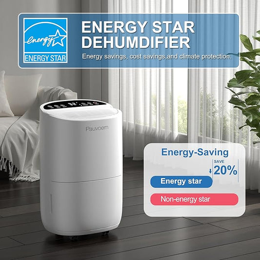 Energy Star Smart Dehumidifier for Home & Basement, Up to 2000 Sq. Ft, 35 Pints (95°F, 90% RH), 37dB Ultra Quiet with Sleep Mode, App Control, Child Lock & Continuous Drain Hose Included