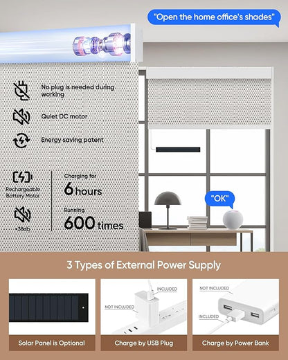 Motorized Blinds with Remote: Kincmo 100% Blackout Roller Shades Work with Apple Homekit,Alexa,Google Home, Customized Electric Blinds with App,Voice Control (100% Blackout Nestle Grey)