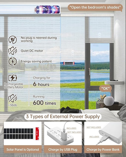 Kincmo Motorized Blinds with Remote, Light Filtering Roller Shades Work with Apple Homekit,Alexa,Google Home, Custom Electric Blinds with App,Voice Control (50% Blackout Woven Beige)
