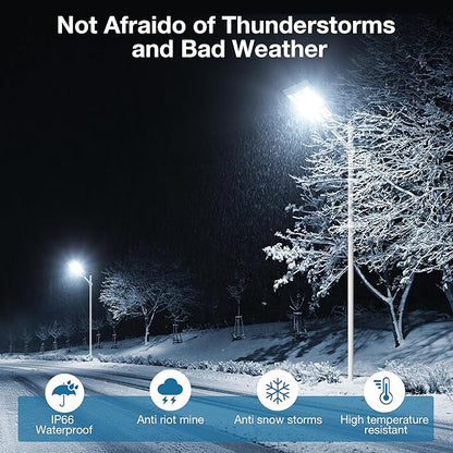 OKPRO 10000W Solar Street Lights Outdoor - Solar Lights Outdoor Waterproof Motion Sensor, Solar Parking Lot Lights Commercial Dusk to Dawn, LED Street Light Solar Powered for Outside, Yard