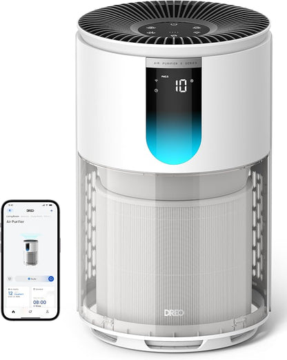 DREO Smart HEPA Air Purifier for Home, Up to 1176 ft², Air Cleaner for Large Rooms & Bedrooms, Wi-Fi/Voice/Alexa, Pets, Smoke, Dust, Pollen & Odors, PM2.5 Monitor, 4 Modes, DR-HAP009S (Dreo 539S)