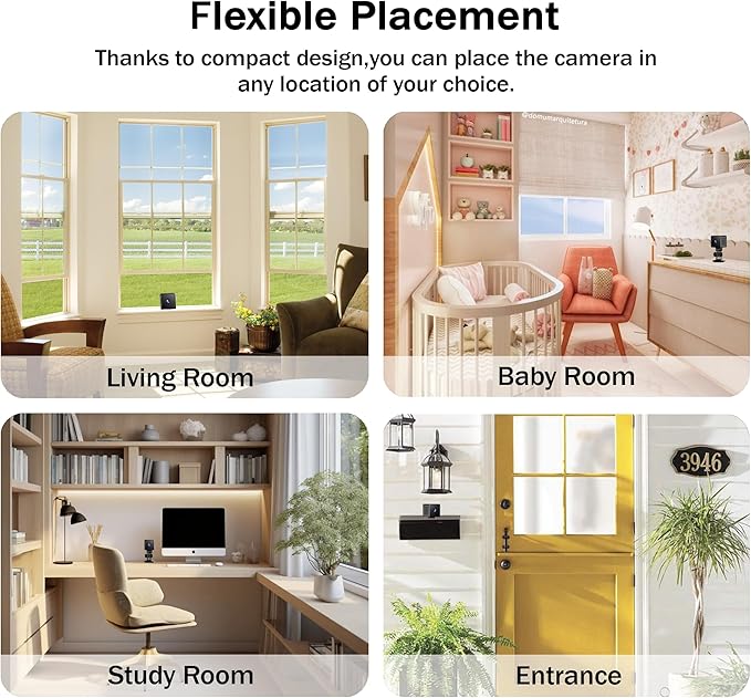 Mini Indoor Home Camera Wireless Security Camera HD Surveillance Cam Outdoor Camera with Cloud SD Storage Night Vision Small Hidden Cameras Wireless for Easy Placement Motion Detection Spy Camera