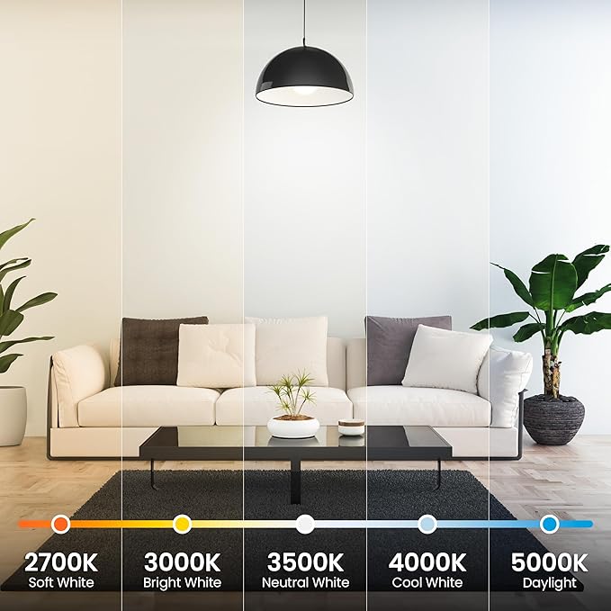 Feit Electric A19 LED Light Bulb, 100W Equiv, Non-Dimmable, Selectable Color Temperatures (2700K-5000K), 1500 Lumens, General Purpose Light Bulbs, 17,000-Hour Lifetime, OM100/5CCT/15KLED/6, 6 Pack