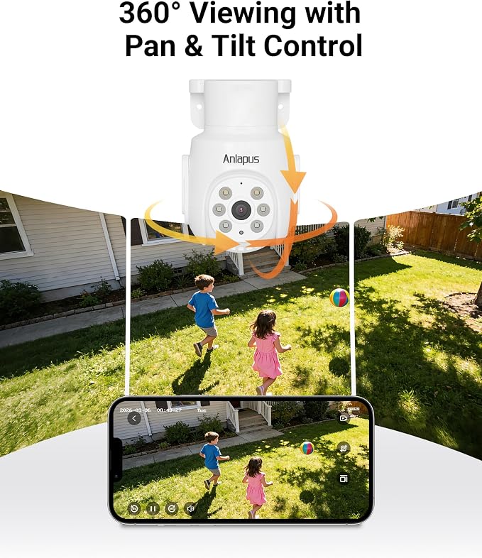Anlapus 5MP Home Security Camera System, 8pcs 3K Pan Tilt Cameras, 1TB HDD