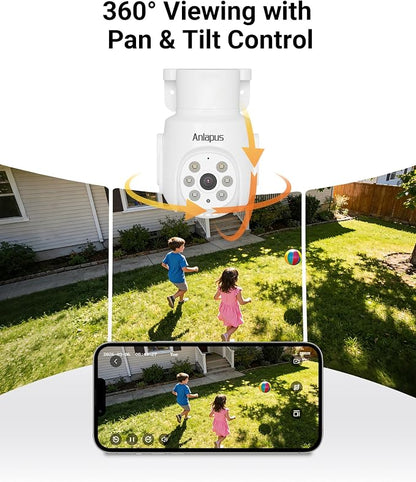 Anlapus 5MP Home Security Camera System, 4pcs 3K Pan Tilt Cameras, 1TB HDD