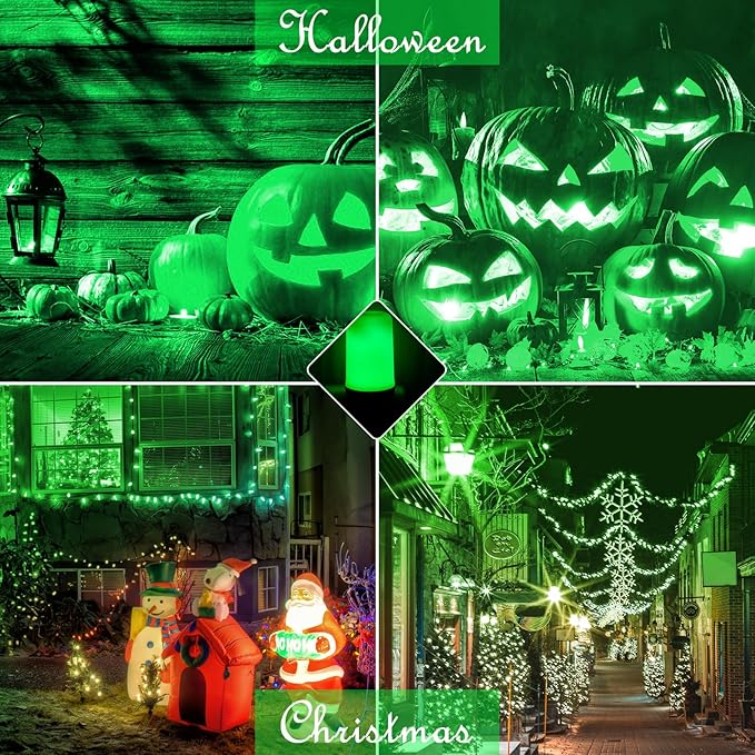 Bestview LED Flame Effect Light Bulbs,4 Modes Smart E26/E27 Base Flickering Fire Light Bulbs with for Halloween, Christmas, Party, Porch, Indoor&Outdoor Home Decoration Lighting (Green 2 Pack)