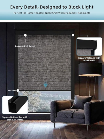 SmartWings Motorized Smart Blinds with Remote, Custom Automatic 100% Blackout Roller Shade Compatible with Alexa/Homekit/Google, Electric Smart Blinds for Indoor Windows, Safari Midnight
