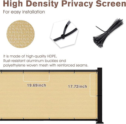SUNNY GUARD 3'x10' Sand Yellow Balcony Deck Privacy Screen Fence, Apartments Railing Screen, Heavy Duty Wind Screen for Outdoor,Deck,Backyard,Patio Privacy（We Make Custom Sizes）