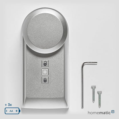 Homematic IP Smart Home Door Lock Drive, Silver, Electronic Door Lock, Smart Lock Retrofittable Without Conversion, Door Opener Controllable via App, Alexa & Google Assistant, 160556A0