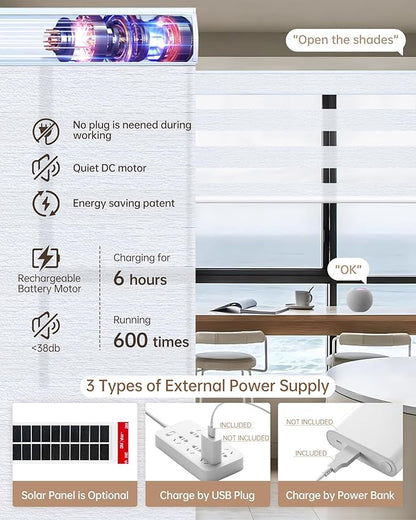 Kincmo Motorized Blinds with Remote, Motorized Zebra Shades Work with Apple Homekit,Alexa,Google Home, Customized Electric Blinds with Remote,App,Voice Control (70% Blackout Galaxy White)