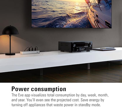 Eve Energy Strip - Smart Triple Outlet & Power Meter for Apple Home, Built-in Schedules & Switches, Surge Protection, overcurrent Protection, overvoltage Protection, Energy metering