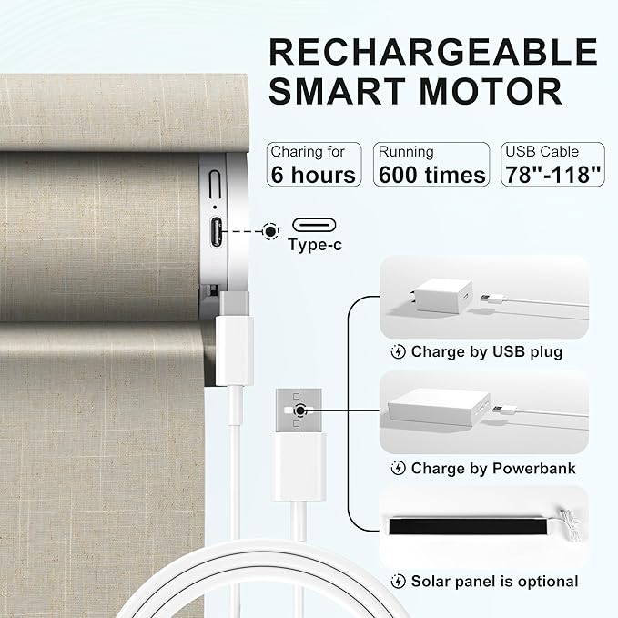 BERISSA Smart Motorized Blinds with Remote,No Drill Automatic Roller Blinds for Indoor Windows,Filter Linen Fabric,Electric Shades for Windows Home Office,See-Through Linen Beige,Custom Size