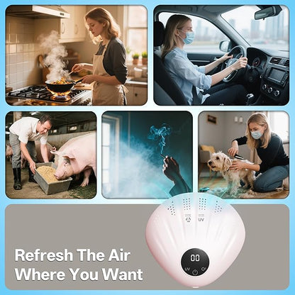 Morrre Small Ozone Generator, Powerful Portable Odor Eliminator, Silent Air Purifier for Home & Pet - Bedrooms, Bathrooms, Pet Rooms, Litter Boxes, Closet, etc.