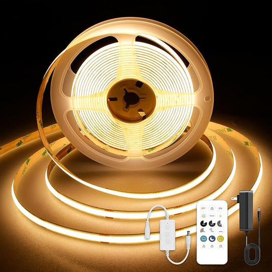 COB LED Strip Lights 9.84ft, Warm White 2700K LED Light Strip, DC24V Tape Light, CRI93+, Bluetooth App Control, Dimmable LED Strips for Bedroom,Cabinet,Living Room.