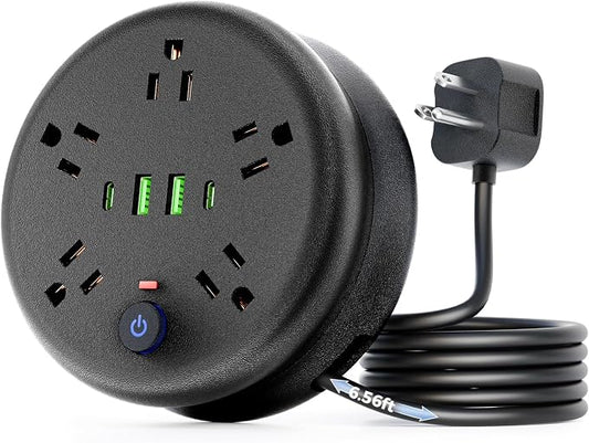 Power Strip Surge Protector-6.56 ft Retractable Travel Extension Cord Portable Powerstrip with 5 Outlet 2 Smart USB Port 2 USB C for Home Office Travel