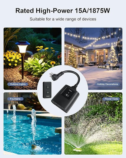 Outdoor Remote Control Outlet with Portable Magnetic Switch