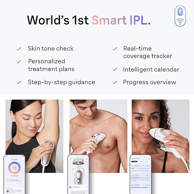 Braun Smart IPL, Skin i·Expert Pro 7, VOGUE's Best Hair Removal Device, IPL Hair Removal for Women and Men, Permanent Laser Hair Reduction At-Home, World's 1st Smart App, 4 Heads, IPL7387